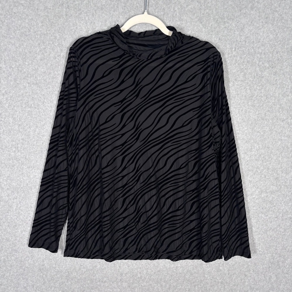 Anne Klein Sheer Velvet Burnout Top Large Zebra‎ Whimsigoth Witchy Romantic Mob